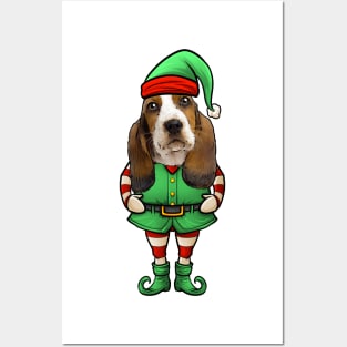 Basset Hound Christmas Elf Posters and Art